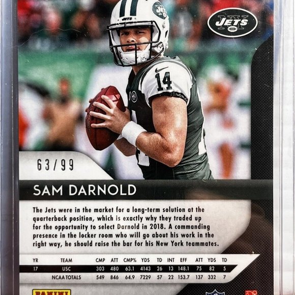 2018 Sam Darnold Panini Prizm Blue Scope Rookie MINT  #63/99 Pack Fresh Football - Picture 2 of 2